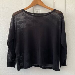 Mango Black Lightweight Sheer Long-Sleeve Sweater Blouse - Size S